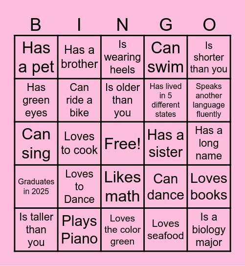 Sisterly Relations Bingo Card