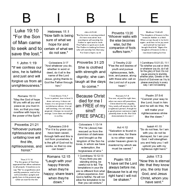 BIBLE BINGO Card