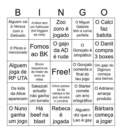 OPTCG BINGUS Bingo Card