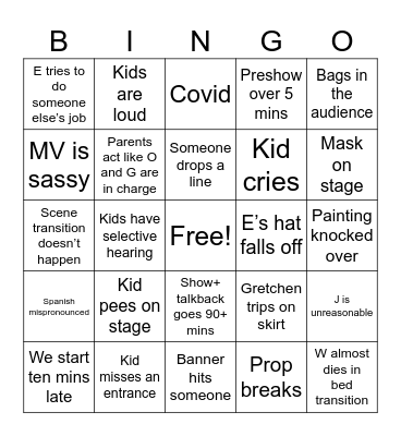 P+P Bingo Card