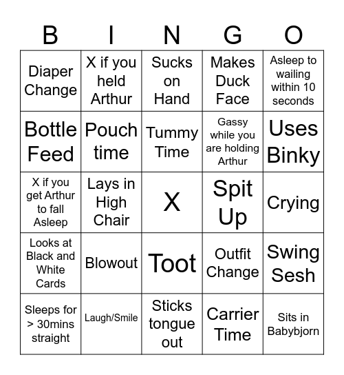 Arthur Bingo Card