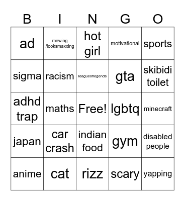 reels bingo Card