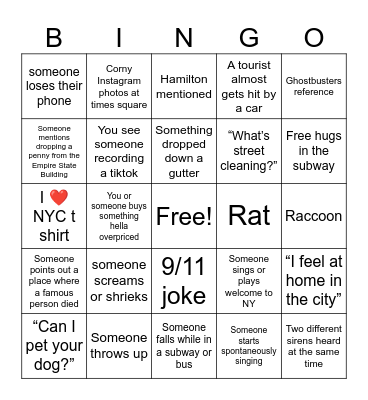 I ❤️ NYC bingo! Bingo Card