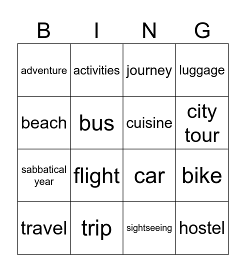 Going away! Bingo Card