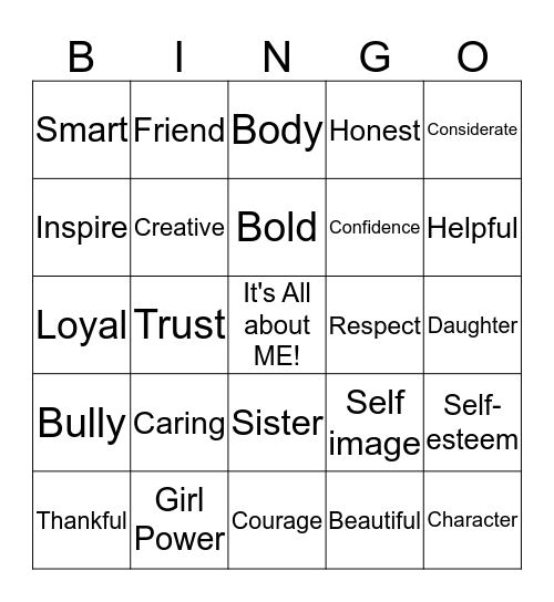 It's All about ME! Bingo Card
