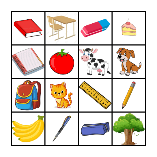 Classroom Objects Bingo Card