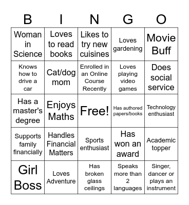International Women's Day Bingo Card