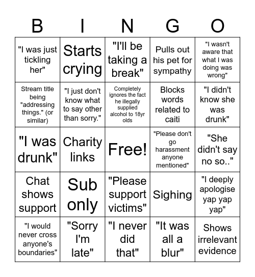 gnf stream bingo 💀 Bingo Card