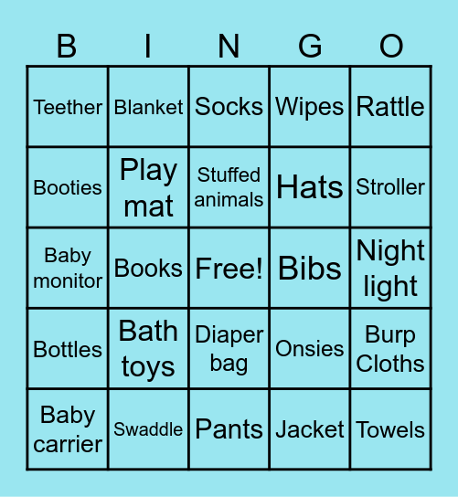 Baby Shower Bing Bingo Card
