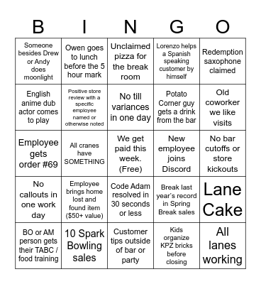 Spring Break: The Good Ending Bingo Card