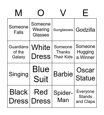 Oscar Bingo Card