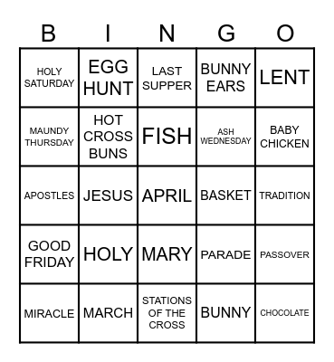 EASTER Bingo Card