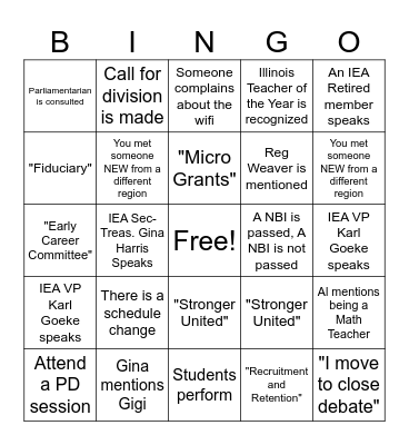 Region 8: 2024 IEA RA Bingo! Bingo Card