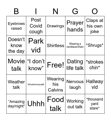 Mikey Miles Video Bingo Card