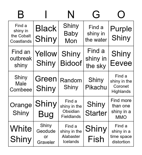 POKEMON LEGENDS: ARCEUS SHINY BINGO Card