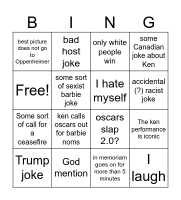 OSCARS BINGO Card