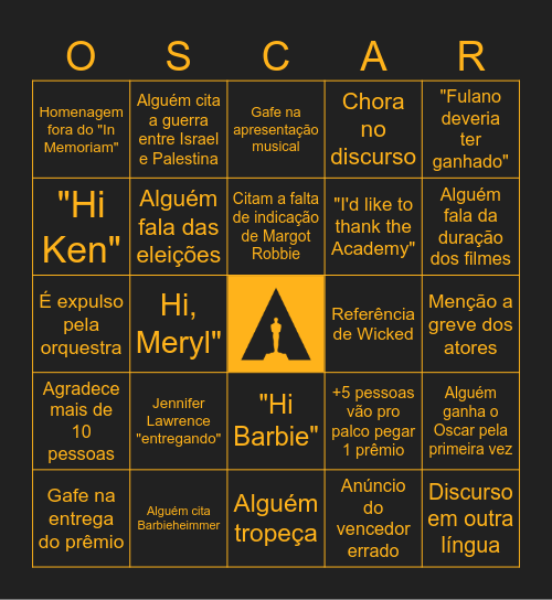 Oscar Bingo Card