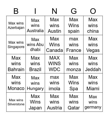 MAX Bingo Card