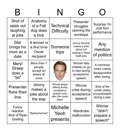 We Luv Video's 2024 Oscar Bingo! Bingo Card