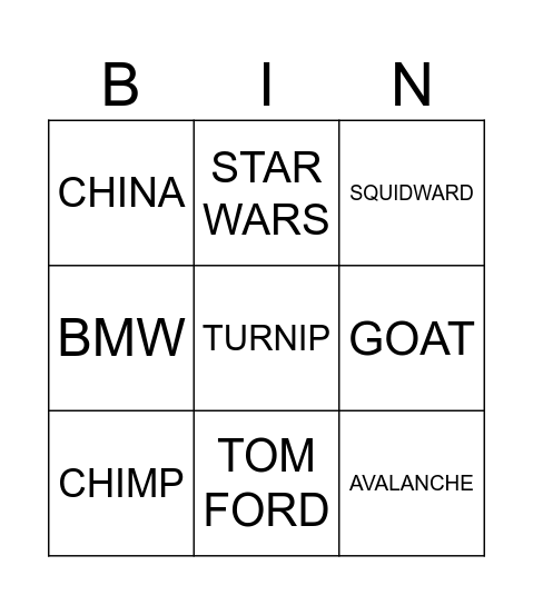 Untitled Bingo Card
