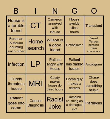 House Ludak Bingo Card