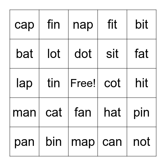 I made the word ... Bingo Card
