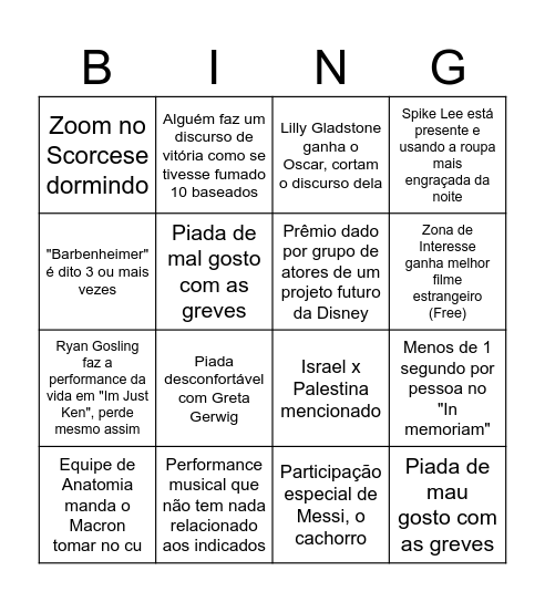 Bingo mal feito do Oscar 2023 Bingo Card