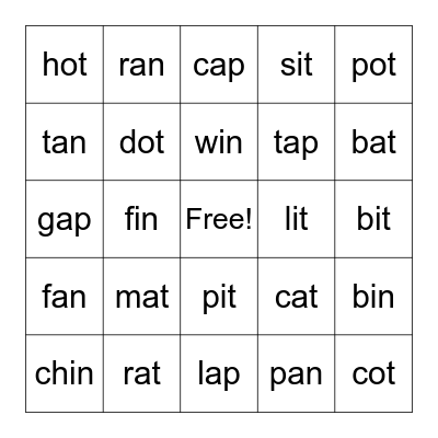 I made the word ... Bingo Card