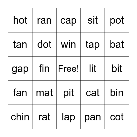 I made the word ... Bingo Card