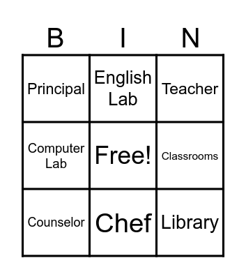 My High School Bingo Card