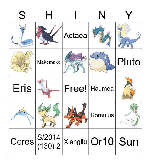 Shiny Bingo Card