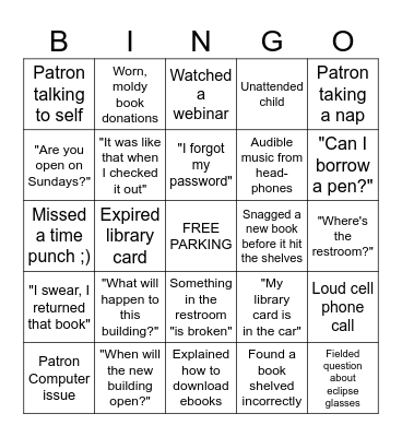 Library Staff Bingo Card
