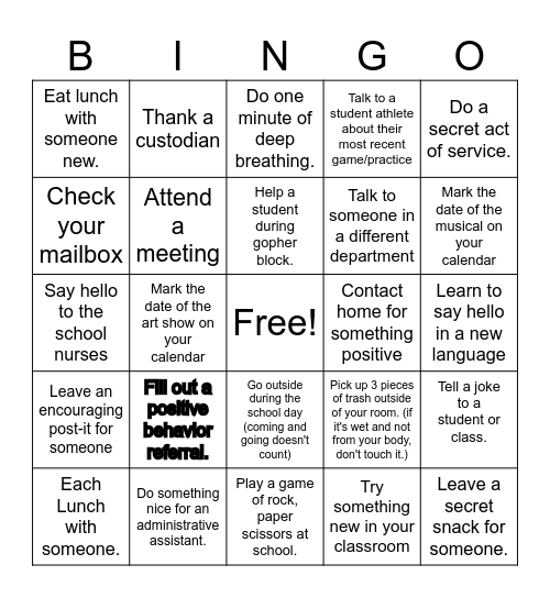 GO GOPHERS!! Bingo Card