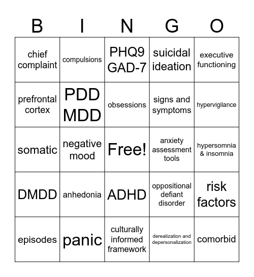 DSMV Bingo Card