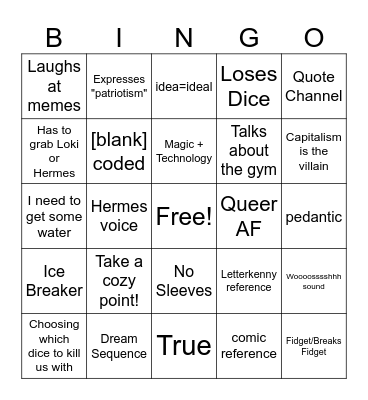 Chris GMing Bingo Card