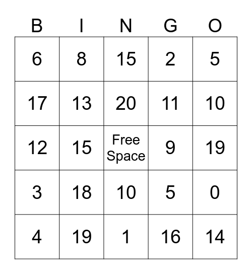 Comparison Bar Bingo Card