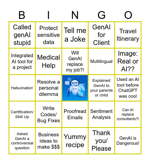 GenAI Bingo: Have you done it all? Bingo Card