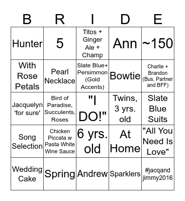 BRIDAL BINGO Card