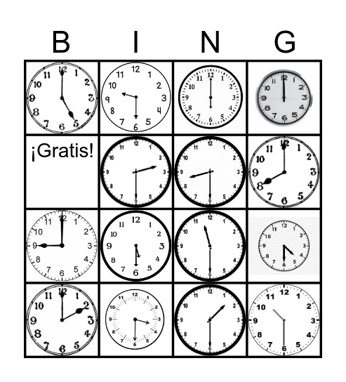 Clock Bingo! Bingo Card
