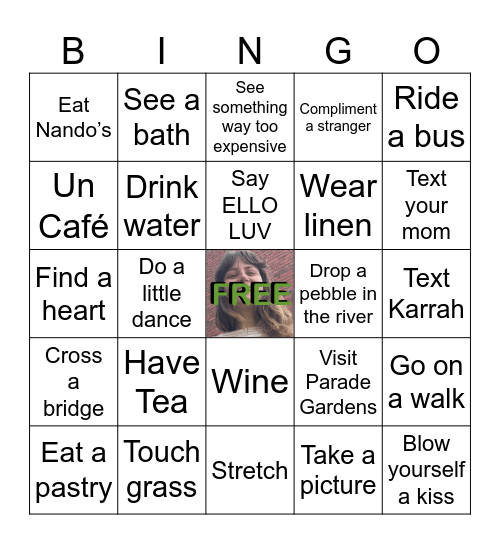 Bath Bingo Card