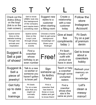 4 5 4 Anthropologie Charlotte Bingo Card