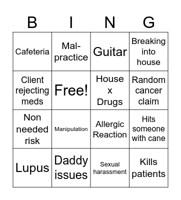 House bingo barry Bingo Card