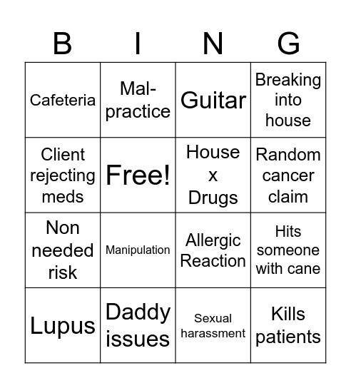 House bingo barry Bingo Card