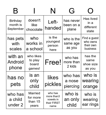 Find the Guest Bingo Card