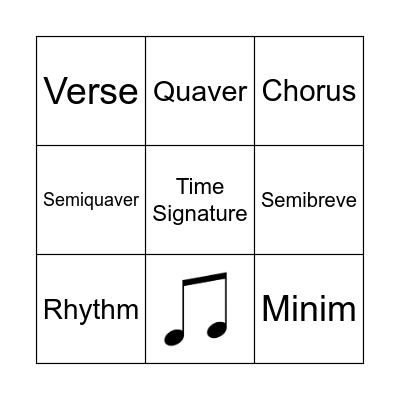 Music Bingo Card