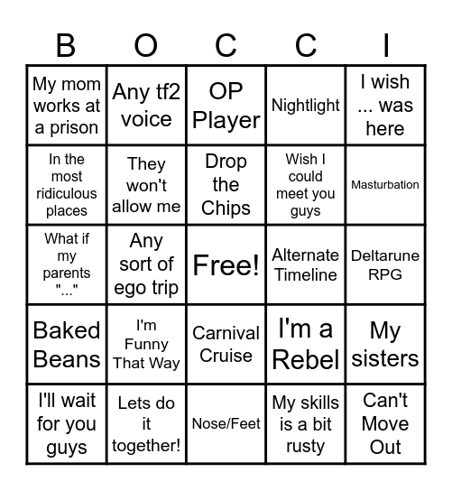 Bochi Bingo Card