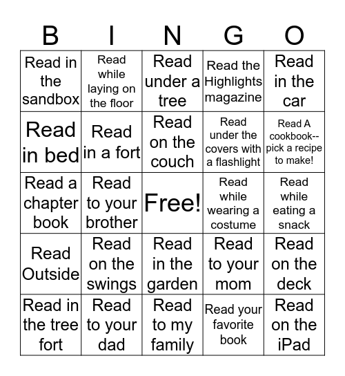 Blackout Bingo--10 minutes each Bingo Card