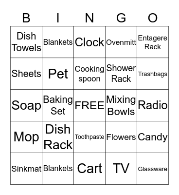 Artesia's & Kaiden  Housewarming Bingo Card