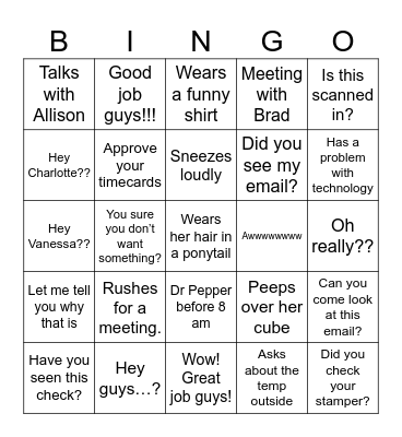 FGI Bingo Card