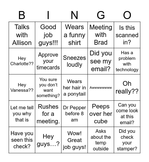FGI Bingo Card